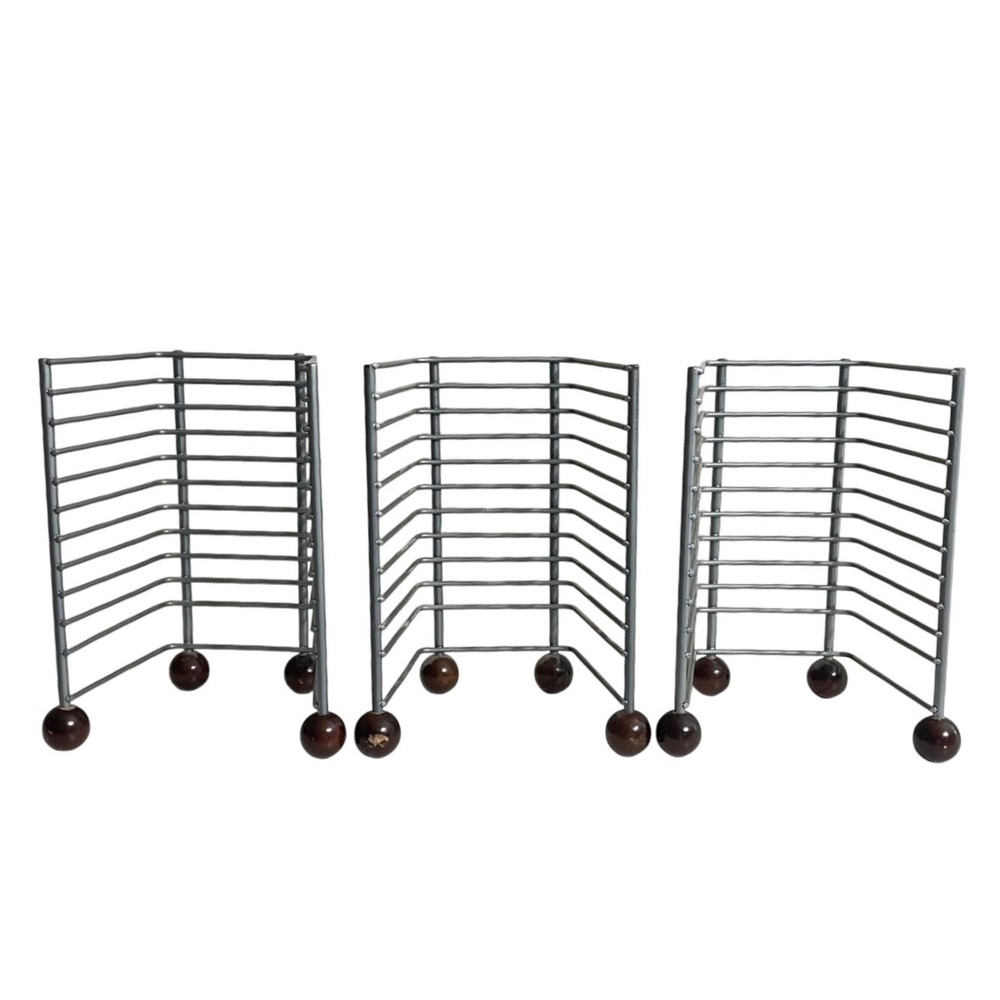 3 Vtg Silver Metal 36 CD Storage Stand Holder Retro Video Games Atlantic ps1 pc